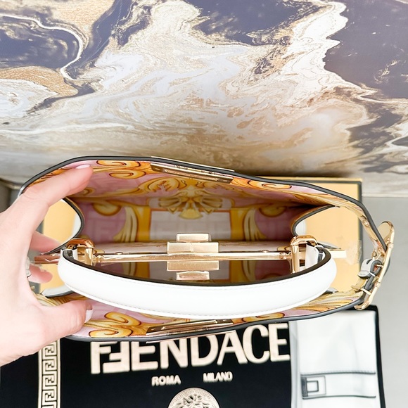 New! FENDI x VERSACE Medium Peekaboo ISEEU Vitello Nappa Fendace BaroqueSatchel - Picture 13 of 16